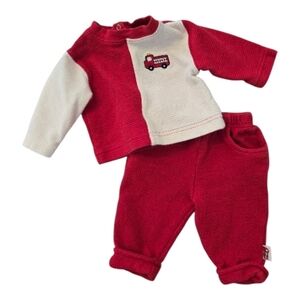 Vintage Y2k Red White Fire Truck 2pc Outfit